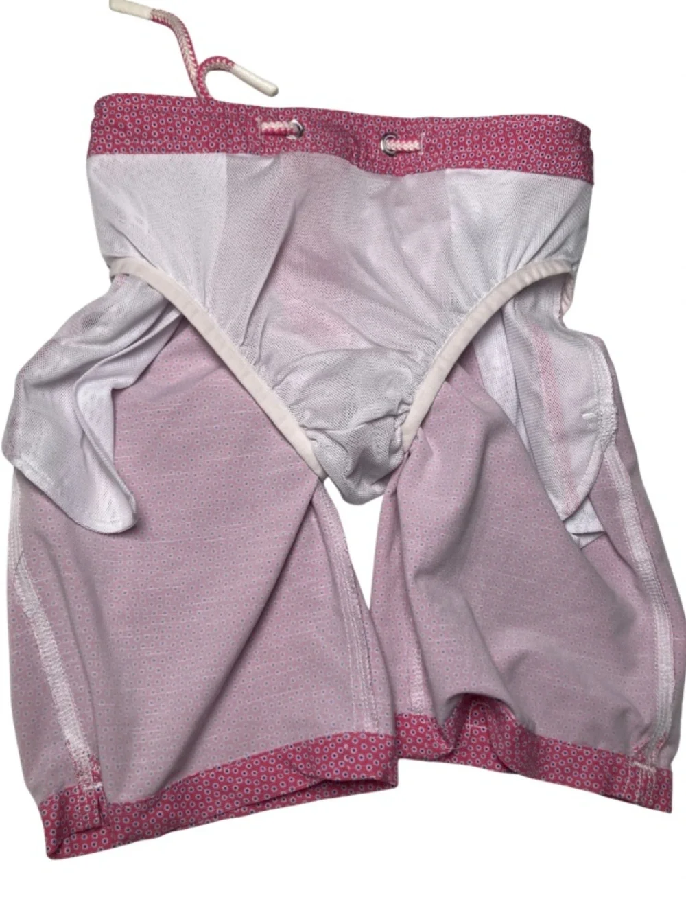 Johnnie-O Pink Crossbow Dot Board Shorts Swim Trunks Boys 6/7 Swimwear Vacation
